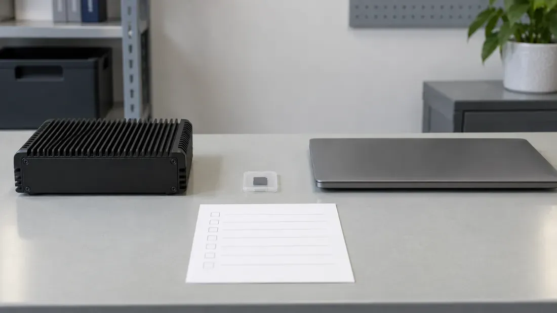Closed embedded computer and laptop with a protected microSD between them