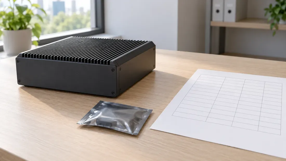 Closed embedded computer, sealed module pouch and blank pinout worksheet