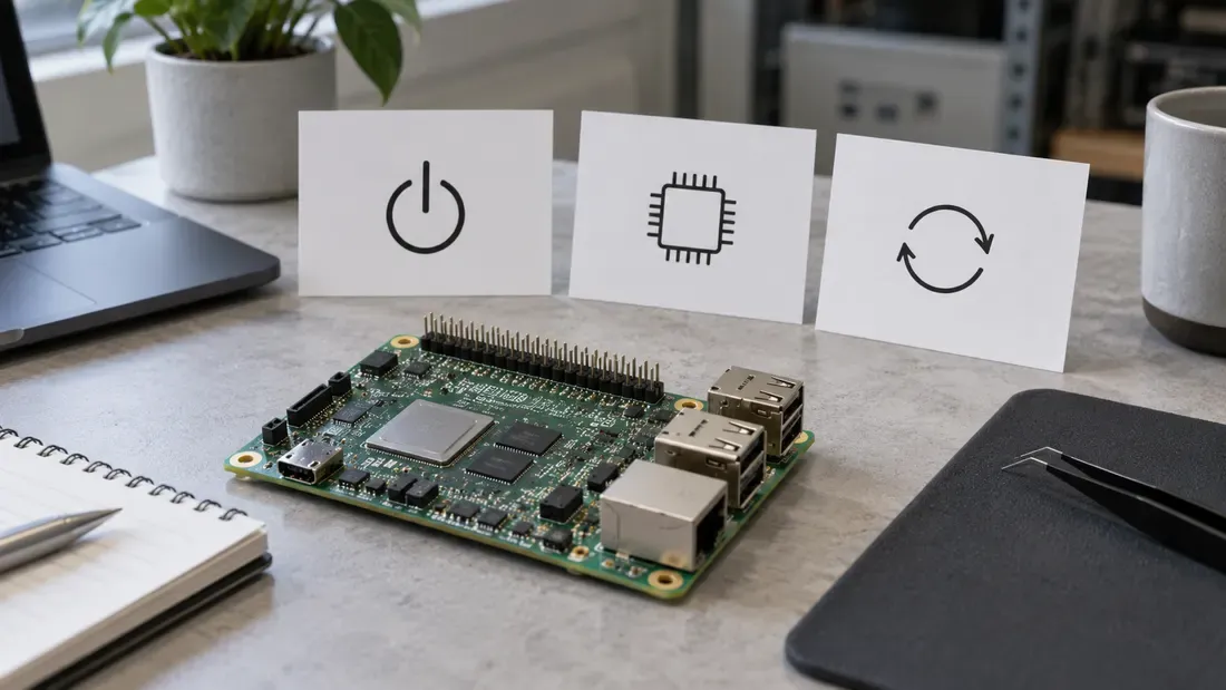 Embedded board beside separate power and reset symbols