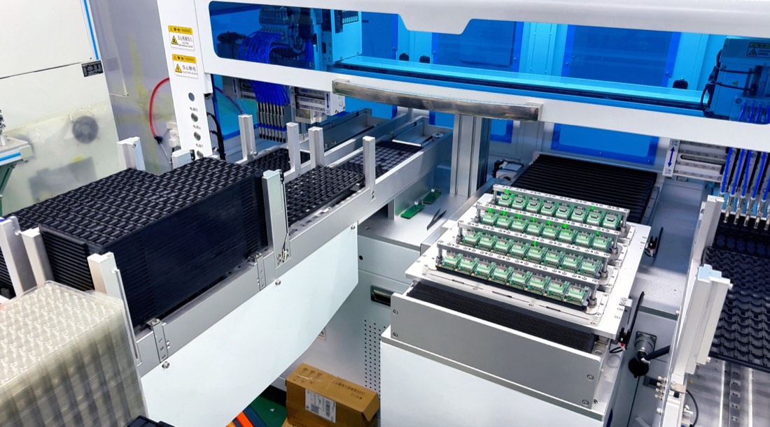 Automated SMT line assembling memory modules at the source factory