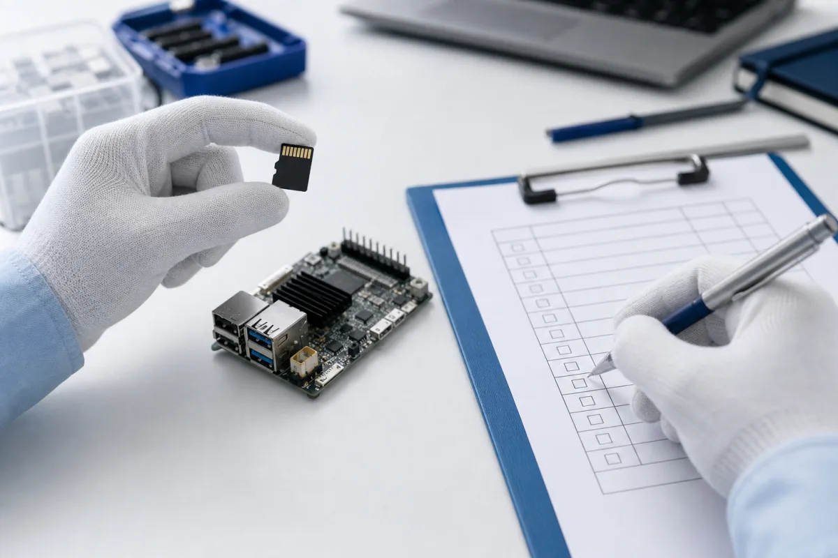 Engineer defining a flash-storage requirement from a memory sample and host board